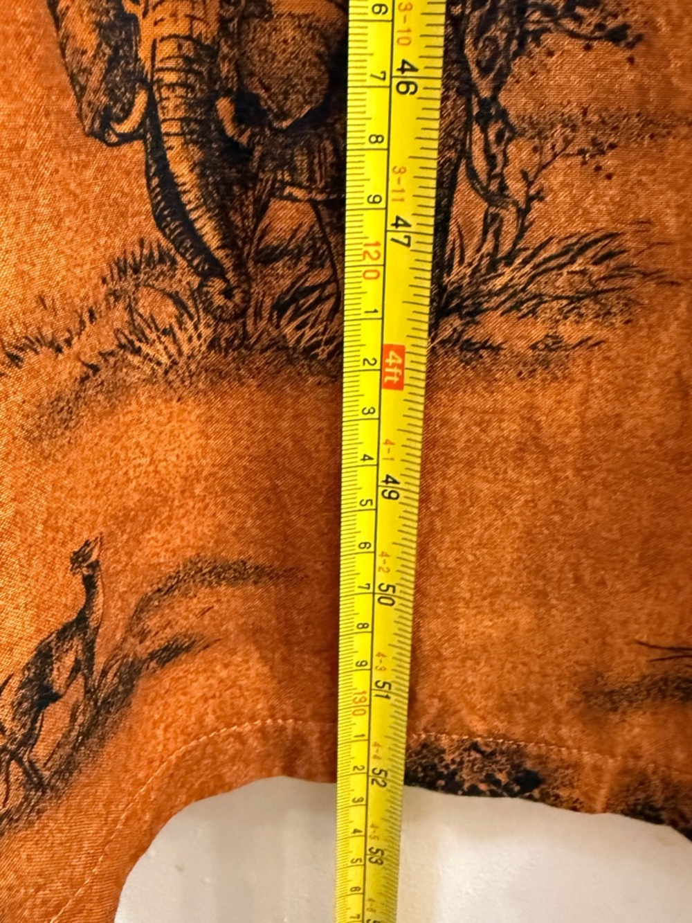 VTG Kathie Lee Safari Toile Maxi Dress 14 Orange Rayon Elephant Zebra Boho - Picture 6 of 10
